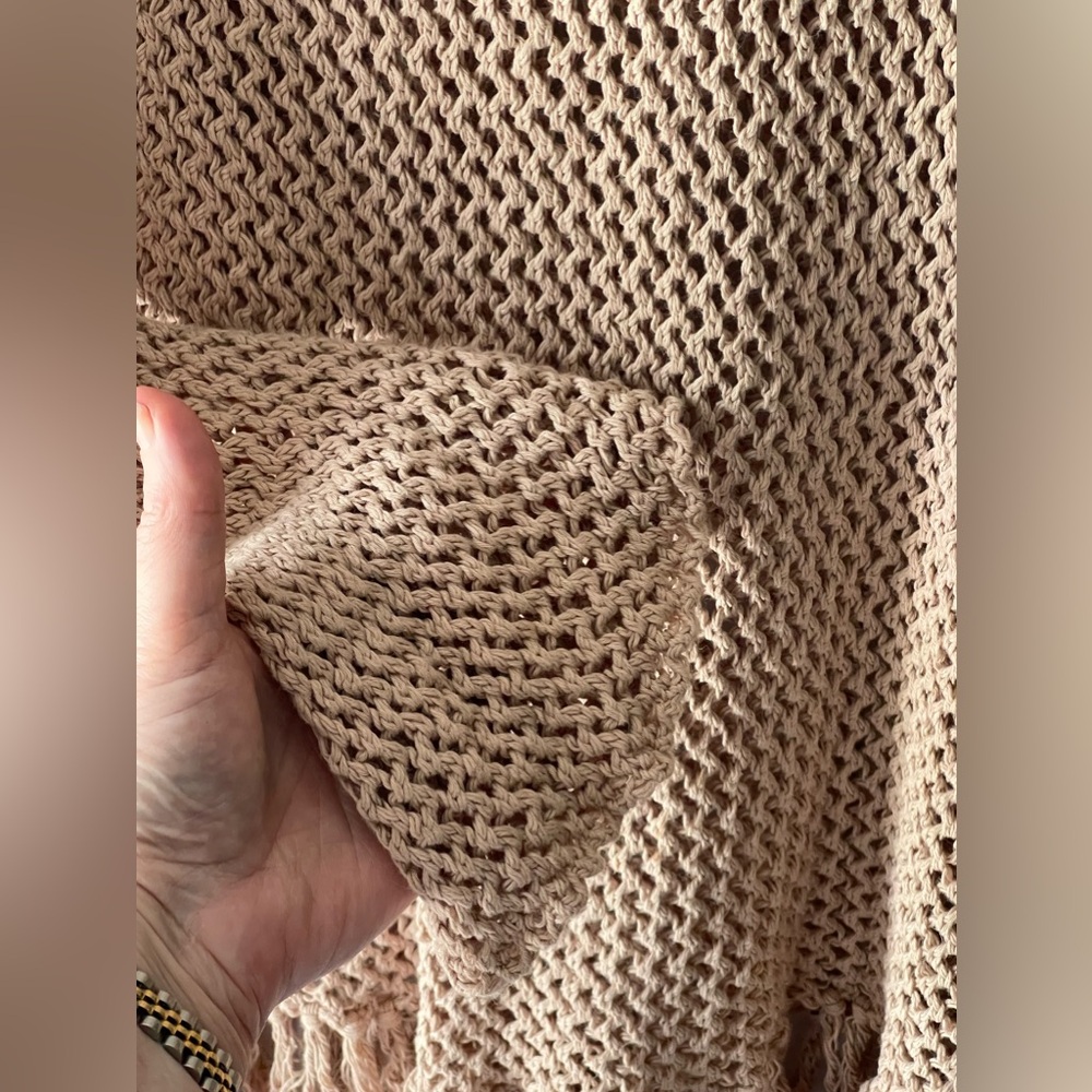 MICHAEL STARS KNIT/CROCHET/MESH HOODED SWIM COVER UP OR SWIM DRESS IN TAN SZ M/L - Picture 5 of 10